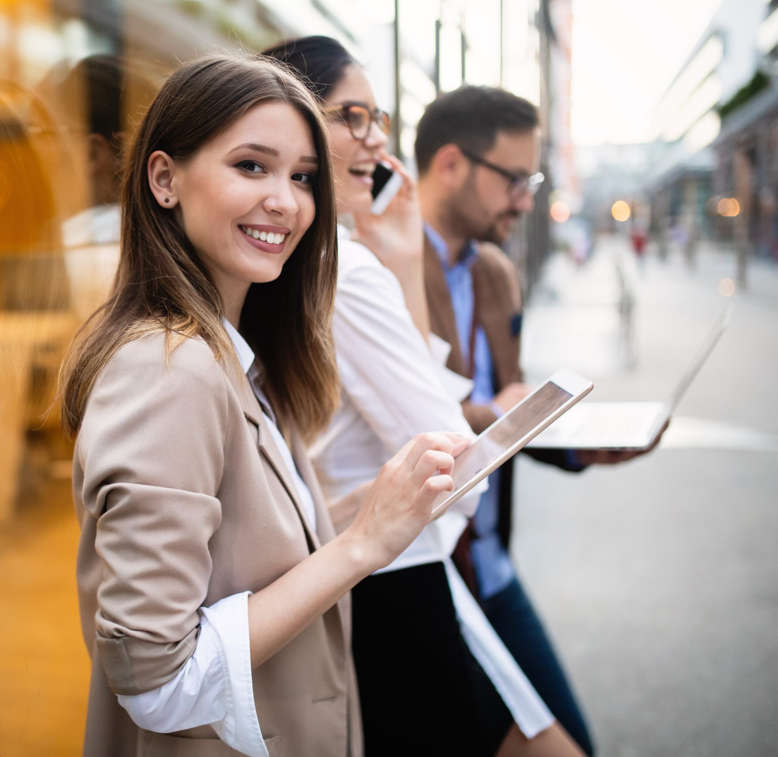 Business team digital device technology connecting concept